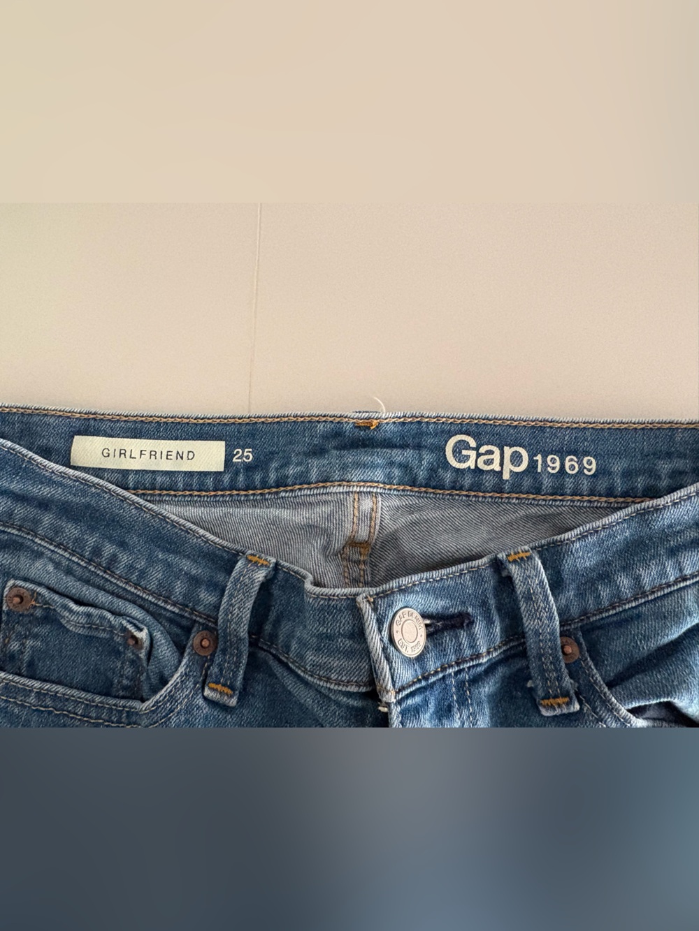 GAP Girlfriend Jeans in Medium Blue Denim